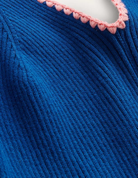 Crochet-Trim Knitted Dress - Sapphire | Boden UK