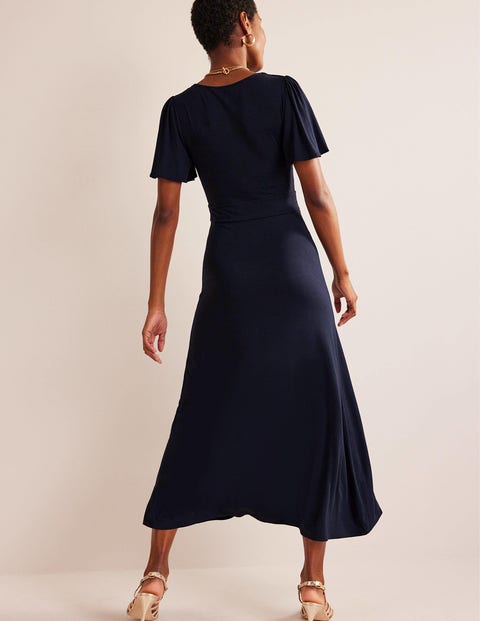 V-Neck Jersey Midi Dress - Black