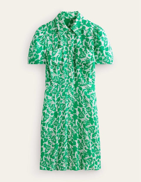 Clara Shirt Dress - Green, Tulip Bloom | Boden US