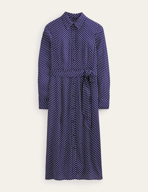 Kate Midi Shirt Dress - Navy, Dotty | Boden UK