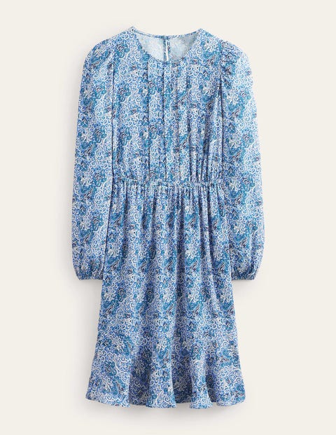 Pleated Peplum Mini Dress Blue Women Boden