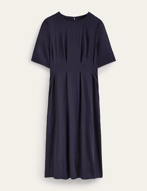 Pleated Midi Dress - Navy | Boden US