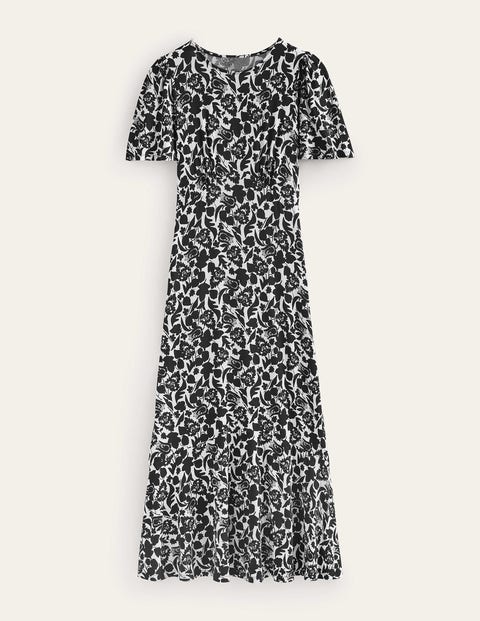 Flippy Jersey Midi Dress Black Tulip Bloom