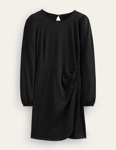 Wrap-Effect Jersey Mini Dress Black Women Boden