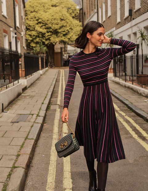 knit dress + sweater + tights + flats - Here's looking at me kid