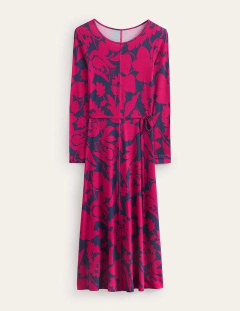 Shop Boden Lucy Jersey Midi Dress Warm Cranberry, Tulip Bloom Women