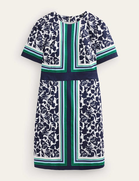 Alexa Cotton Shift Dress Navy Tulip Bloom Boden UK