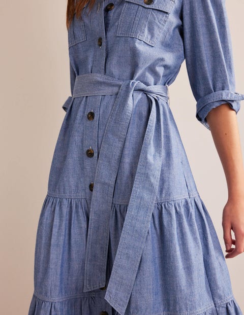 Dress | Chambray Midi Chambray US - Lily Shirt Boden