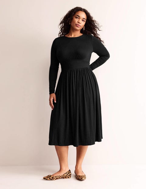 formal midi dress with sleeves