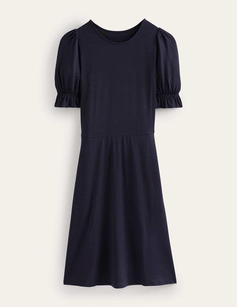 Boden Puff Sleeve Jersey Mini Dress Navy Women