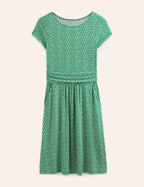 Amelie Jersey-Kleid Damen Boden, Wiesengrün, Gänseblümchenknospe