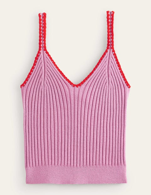 Crochet-Trim Knit Crop Vest Purple Women Boden