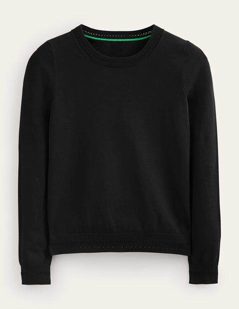 Boden Catriona Cotton Crew Sweater Black Women