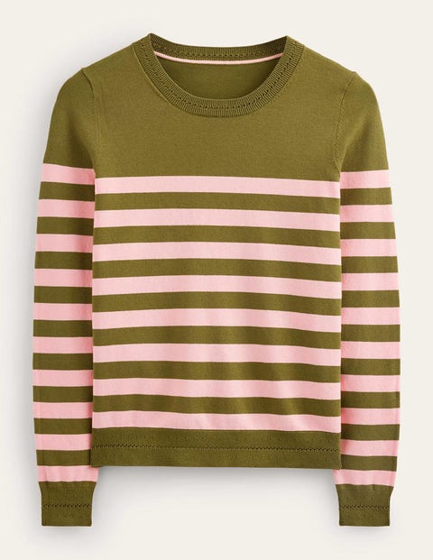 Catriona Cotton Crew Jumper Green Women Boden