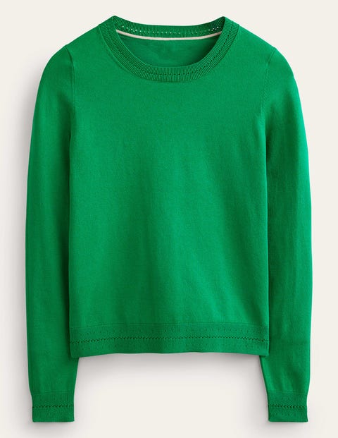 BODEN CATRIONA COTTON CREW JUMPER MEADOW GREEN WOMEN BODEN