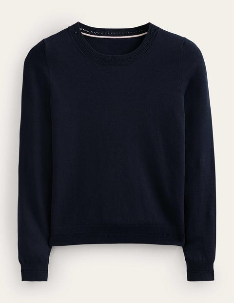 Boden Catriona Cotton Crew Sweater Navy Women