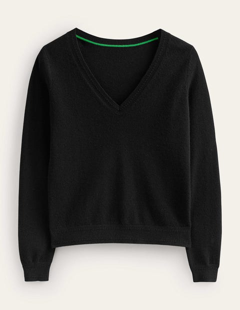 Boden Eva Cashmere V-neck Sweater Black Women