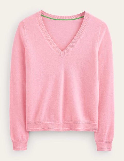 Boden Eva Cashmere V-neck Sweater Azalea Pink Women