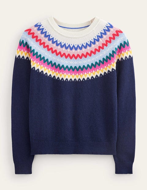 Boden Edie Fair Isle Sweater Navy Classic Fair Isle Women