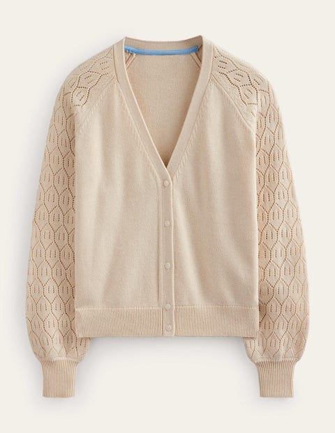 Pointelle Sleeve Cardigan Ivory Women Boden