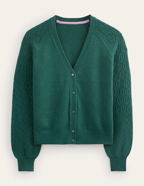 Pointelle Sleeve Cardigan Green Women Boden