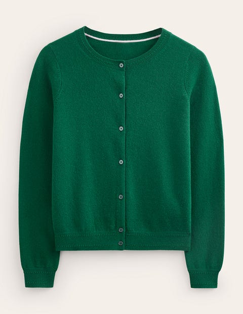 Eva Cashmere Crew Cardigan Green Women Boden