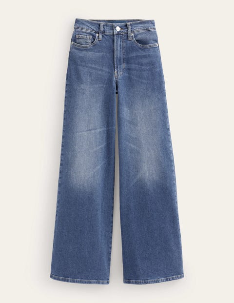 Hoch geschnittene Jeans mit weitem Bein Damen Boden, Medium Vintage