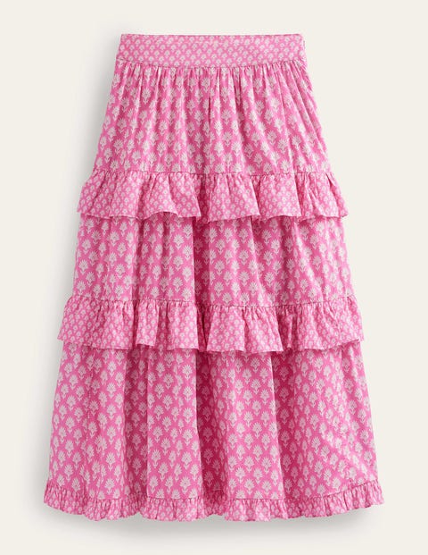 Tiered Cotton Maxi Skirt Pink Women Boden