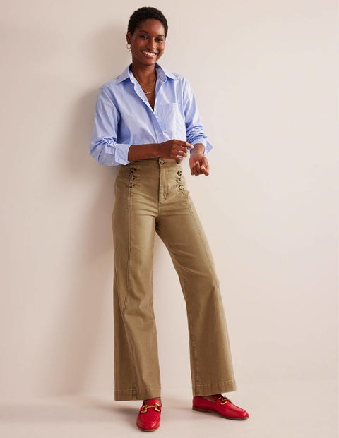 The Petite Wide Leg Sailor Pant in Chino