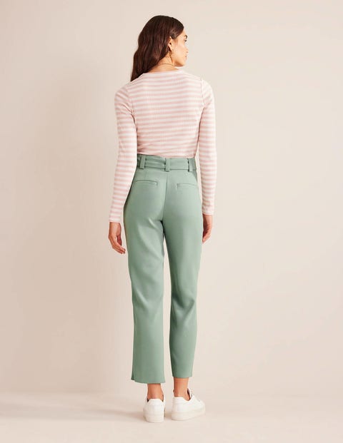 Tie-Waist Tapered Trousers - Iceberg Green