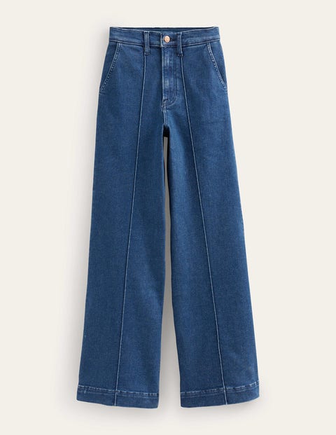 Jeans mit hohem Bund und weitem gesäumtem Bein Damen Boden