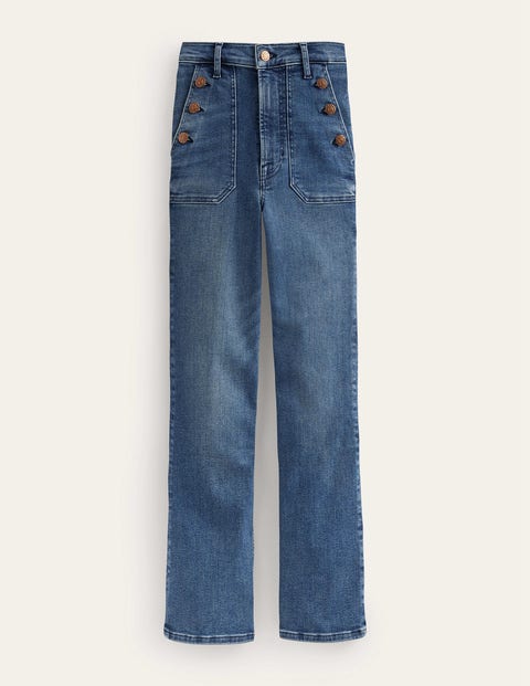 Patch Pocket Straight Jeans - Mid Vintage | Boden US
