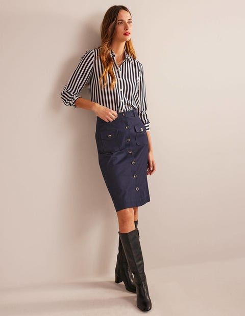 Utility Pocket Midi Skirt - Navy