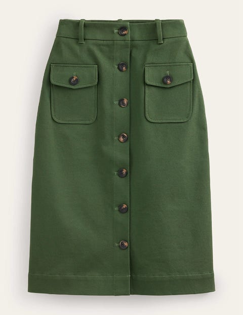 Midirock mit praktischen Taschen Damen Boden, Wintergrün