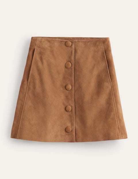 Suede A-line Mini Skirt Brown Women Boden