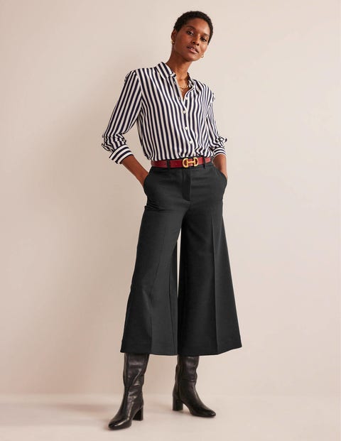 Fluid Wide-Leg Culottes - Black | Boden UK