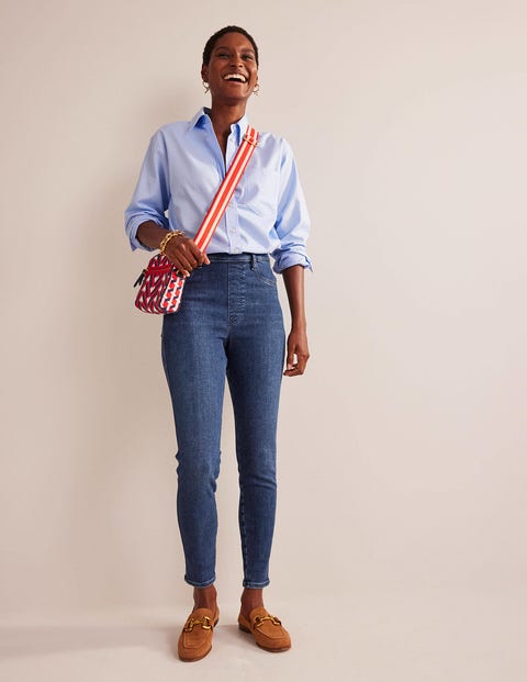 High Rise Pull-On Skinny Jeans - Mid Vintage | Boden US