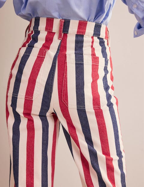 High Rise Stripe Jeans - Red/Blue Stripe | Boden EU