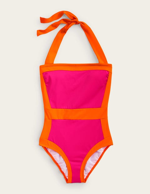 Santorini Halterneck Swimsuit Pink Women Boden