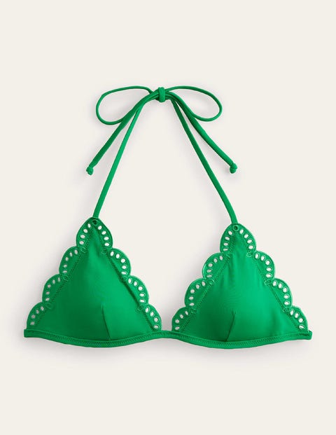 Broderie Triangle Bikini Top Green Women Boden