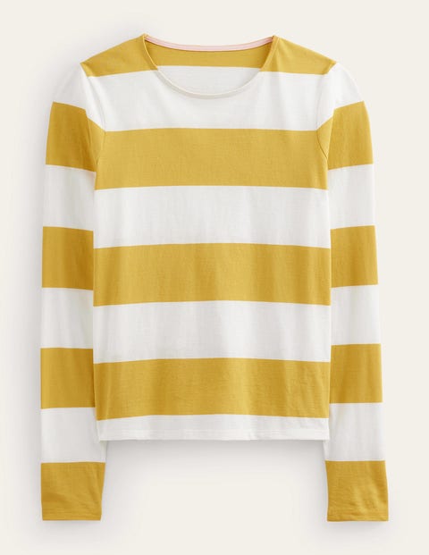 Bea Bretonshirt mit langen Ärmeln Damen Boden, Gelb Breite Streifen
