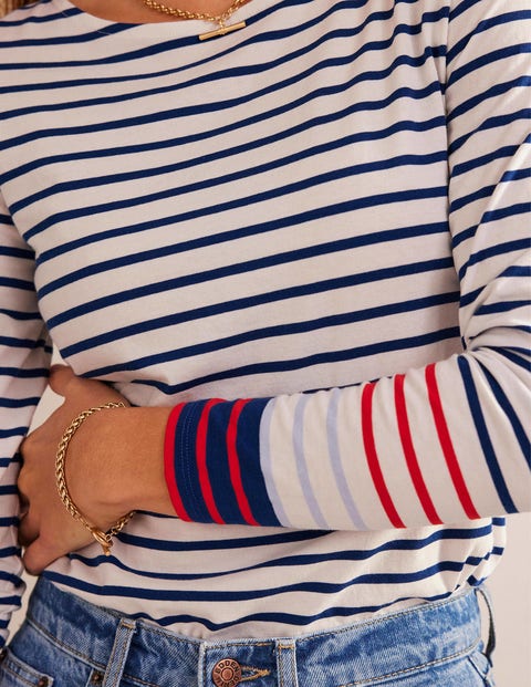 Tee Shirt Femme Marin T-shirt Marin Rayé Rouge Et Blanc Pour Femme  Manches Longues, Col Rond, Style Décontracté Costume Marin Femme