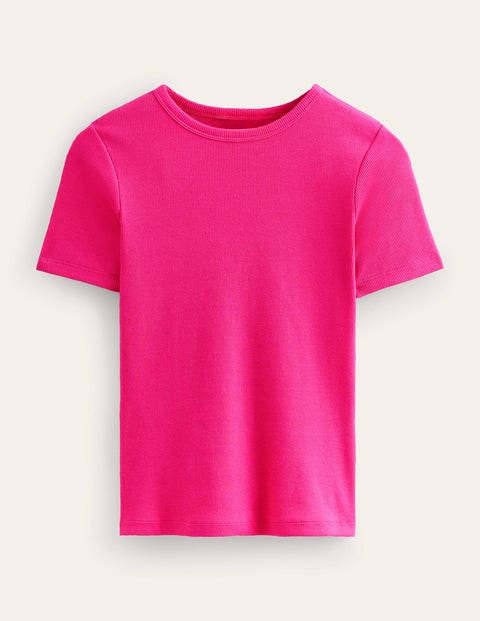 Cotton Ribbed T-Shirt Pink Women Boden