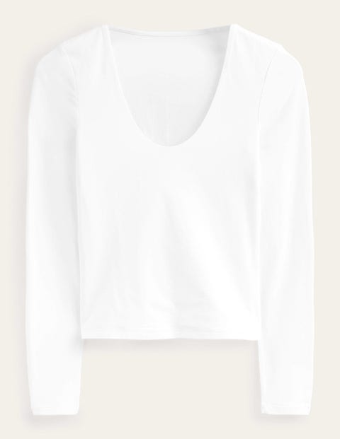Double Layer Scoop Neck Top White Women Boden