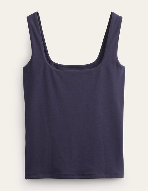 Boden Double Layer Square Neck Tank Navy Women