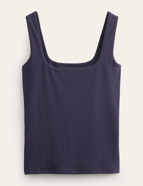 Doppellagiges Tanktop mit eckigem Ausschnitt Damen Boden, Marineblau