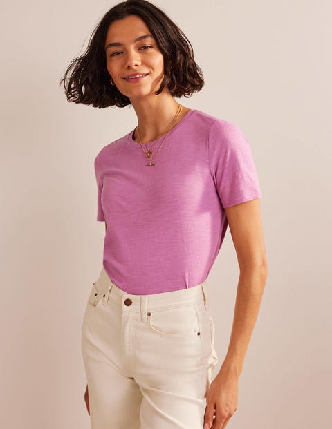 Baumwoll-T-Shirt mit Rundhalsausschnitt - Erdbeer-Sorbet | Boden DE