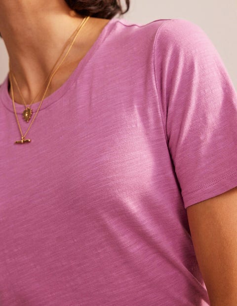 Baumwoll-T-Shirt mit Rundhalsausschnitt - Erdbeer-Sorbet | Boden DE