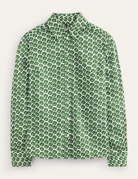 Straight-Fit Twill Shirt Green Women Boden