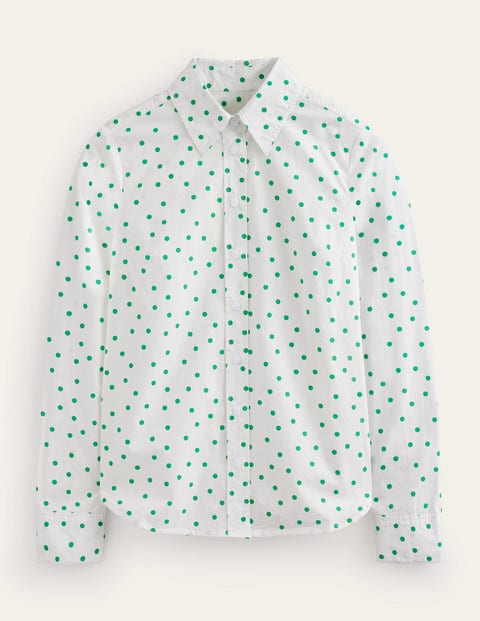 Boden Sienna Cotton Shirt Meadow Green, Spaced Dot Women